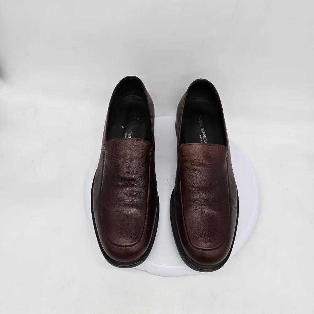 Via Spiga Dress Shoe Men's 11 Loafers Slip On Brown Made In Italy